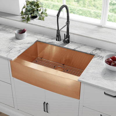 Rose Gold Stainless Steel Farmer Apron Single Bowl Kitchen Sink