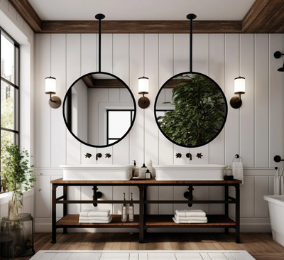 Round No LED Celing Mounted Pendant Bathroom Mirror