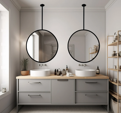 Round No LED Celing Mounted Pendant Bathroom Mirror