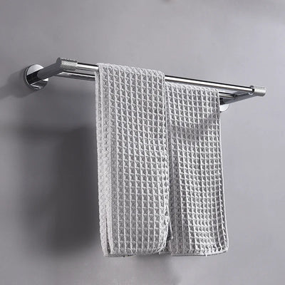 CARA-Chrome Bathroom Accessories Set Wall Mount Knurled Bath Shelf Robe Hanger Toilet Paper Holder Towel Bar Rack Stainless Steel