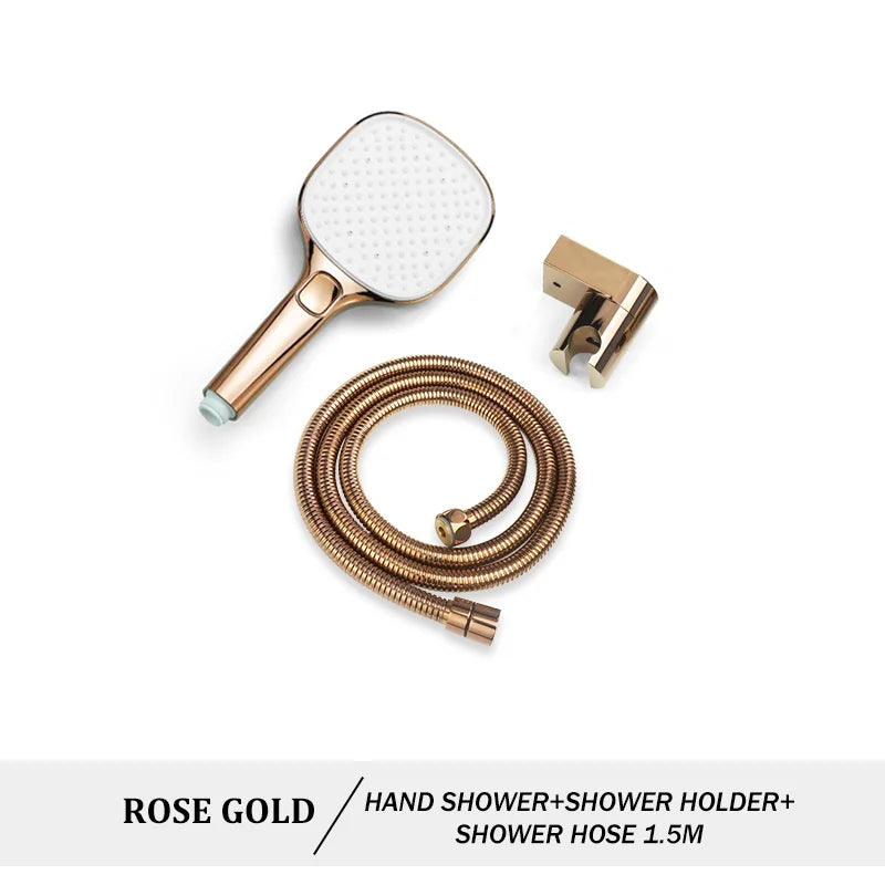 Hand Shower Rose Gold Chrome Matte Black Hand Held Shower Set with Holder and Hose Wall Mounted Hand Hold Shower Head