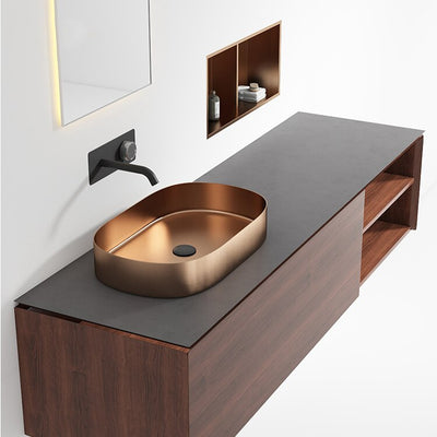 VITA-Brushed gold wall mounted single lever bathroom faucet