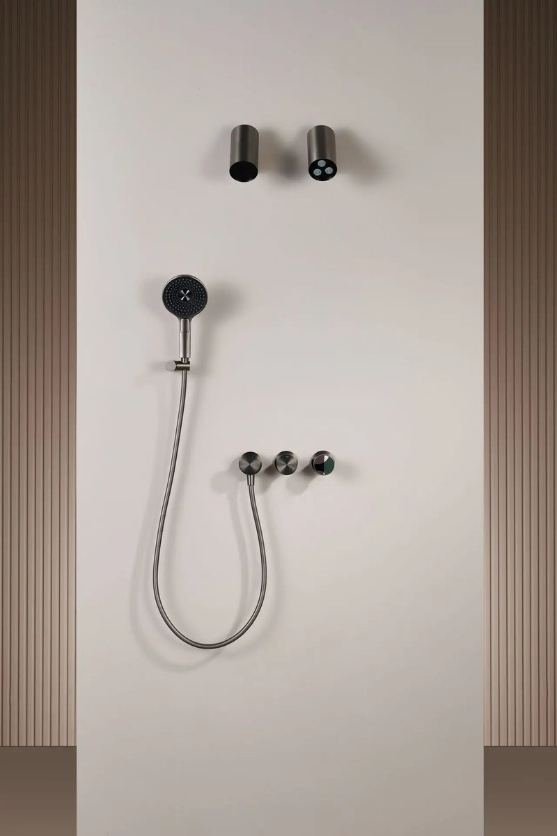 Porsha-Wall-mounted Shower System with Embedded Hot Melt Gun, Grey and White Shower Set