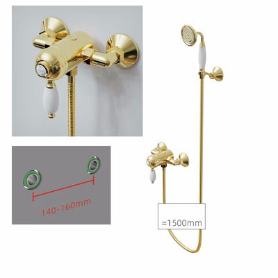 Gold Polished Brass Victorian Exposed Thermostatic Shower system