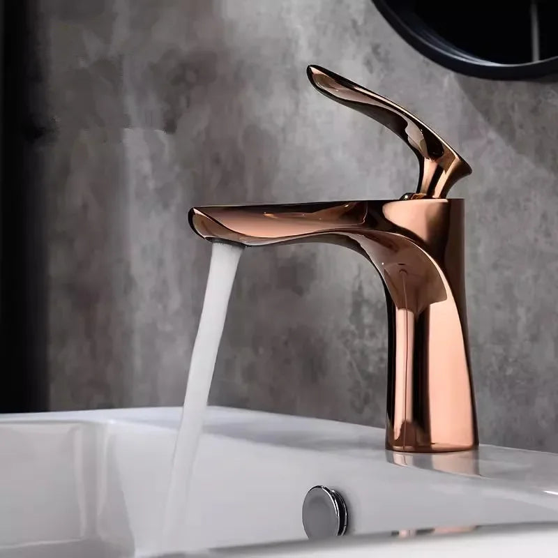 Marbella-Rose gold tall and short single hole bathroom faucet