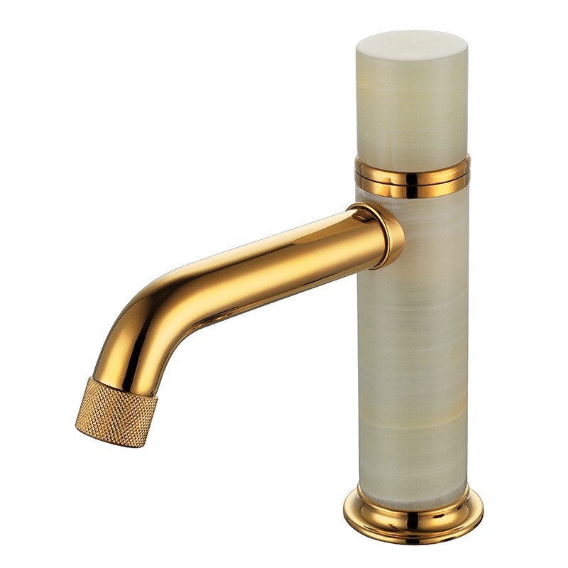 Jade stone single hole bathroom faucet