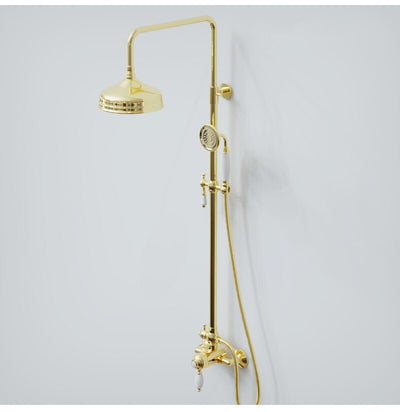 Gold Polished Brass Victorian Exposed Thermostatic Shower system