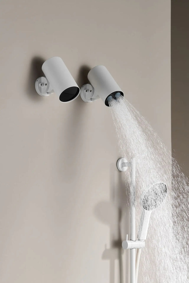 Porsha-Wall-mounted Shower System with Embedded Hot Melt Gun, Grey and White Shower Set