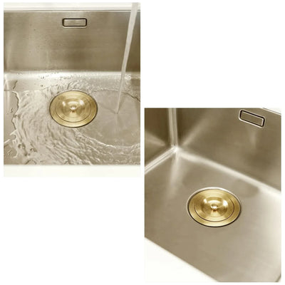 Brushed Gold Kitchen sink Stainless Steel Drain Assembly Strainer Basket Snap Lock Stopper