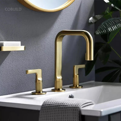 Milano-Brushed gold 8" inch Widespread Bathroom Sink Faucet