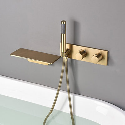 Waterfall Thermostatic wall mounted bathtub filler faucet set