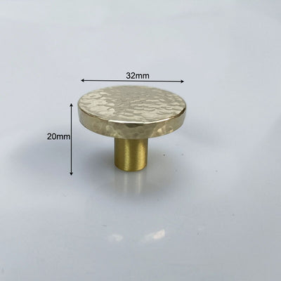 Nordic Gold Polished Round Hammered Cabinet Door Handles and Knobs