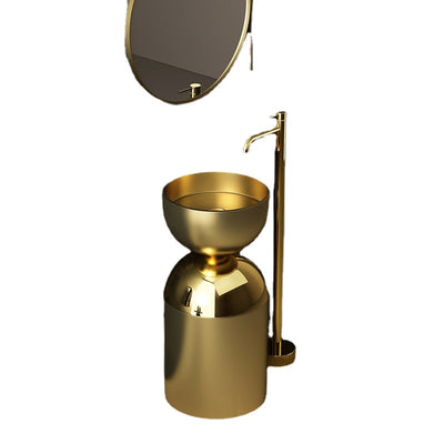 COPA- Brushed gold pedestal frestanding bathroom basin