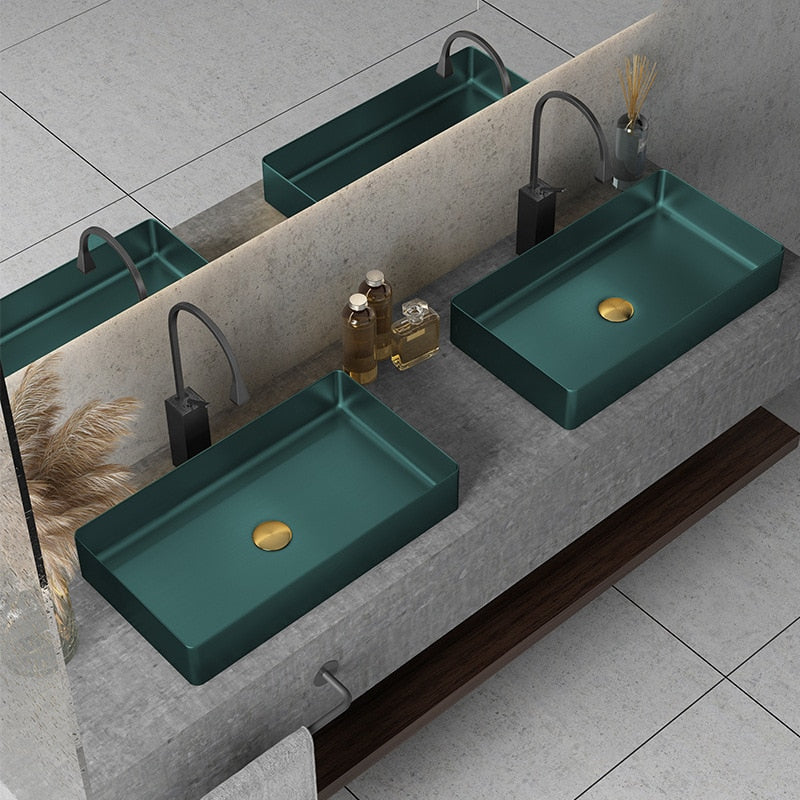 Dark Green Steel Vessel Sink