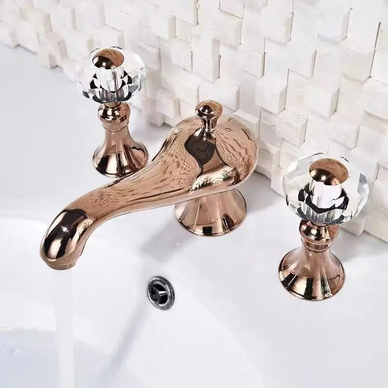 Aladin- Rose gold 8" inch wide spread bathroom faucet