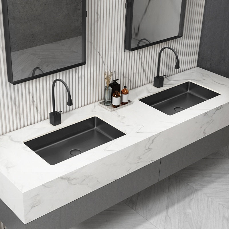 Black stainless steel undermount bathroom sink