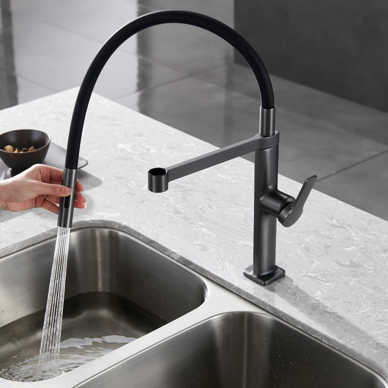 Gun grey -Matte Black Tall 22" Kitchen Island dual spray faucet