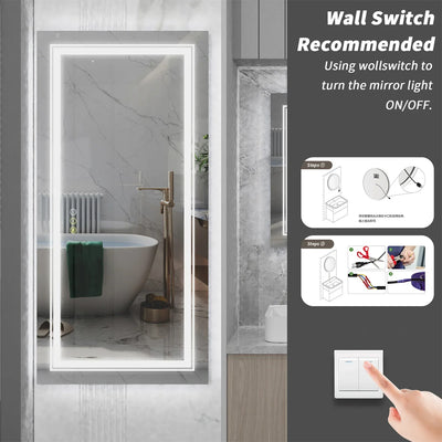 Pavorotti-DUO -Extra Large Rectangle Bathroom Mirror LED Vanity Dimmable Backlit Anti-Fog Memory with Front and Backlight Shatter-Proof SIZE 60"X32"