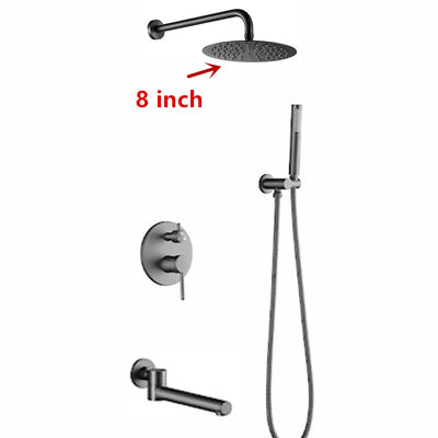 Gun Gray Gunmetal matte round  2 and 3 way function diverter shower set