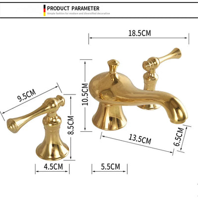 Aladin Gold 8" inch wide spread bathroom faucets