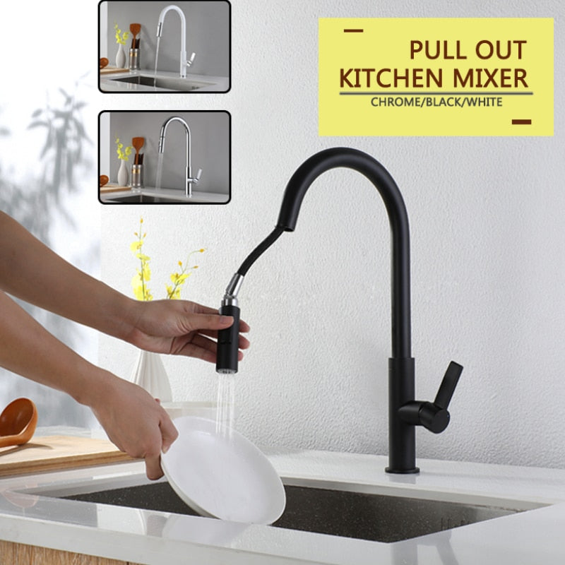 New modern design kitchen faucet dual spray pull out