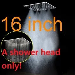 Chrome Square 16 Inch Flush mount ceiling rain head Thermostatic Spa shower system set