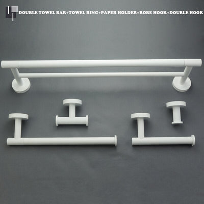 White matted bathroom accessories