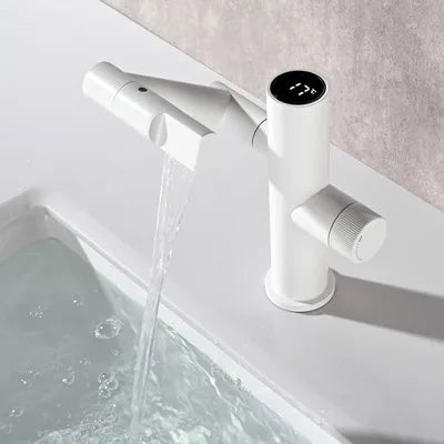 Modern Intelligent Digital Display LED Basin Faucet Bathroom 360° Rotation Wash Hot and Cold Water Sink Mixer Taps Kitchen Tap