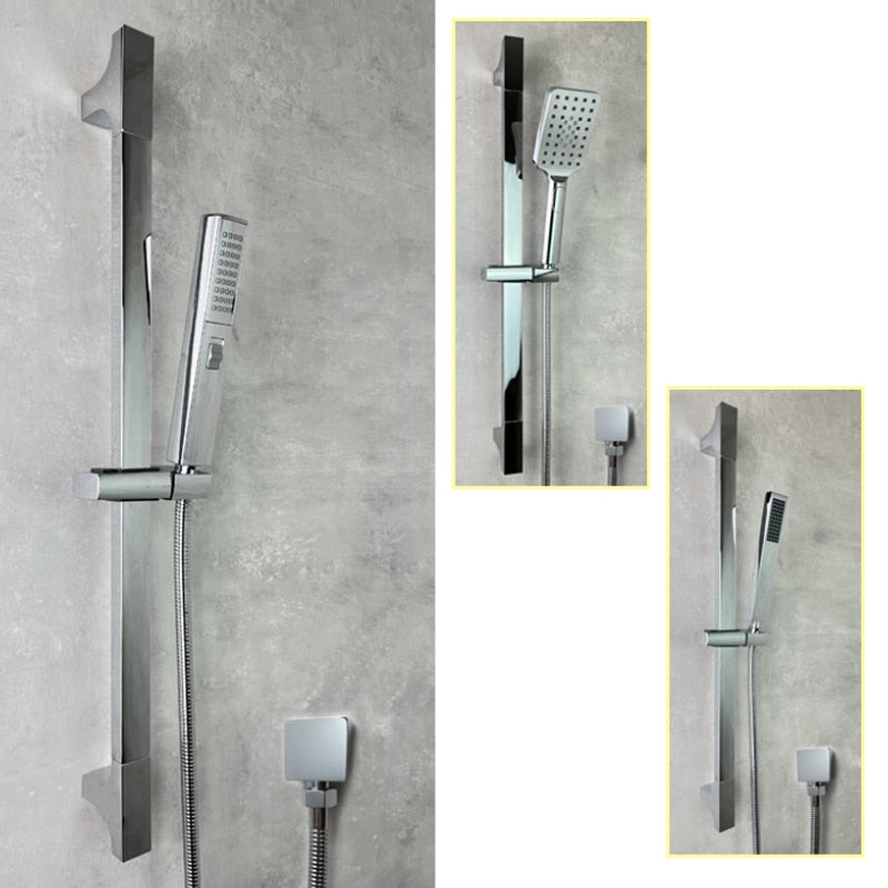 Chrome slide bar shower set