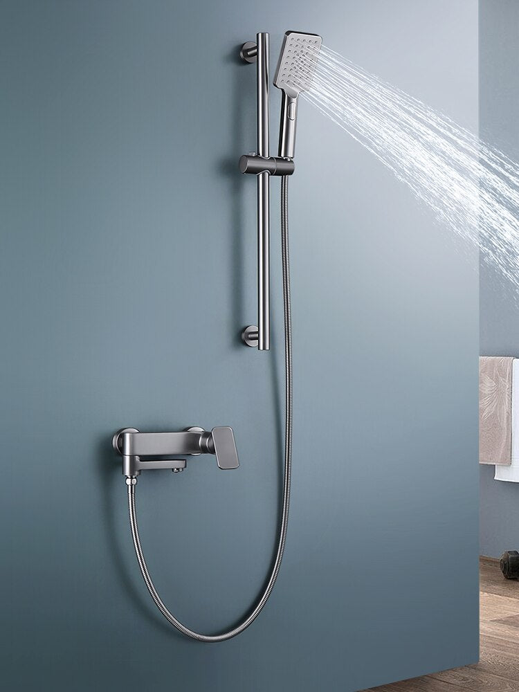 Exposed slide bar shower set