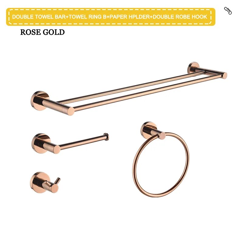 Round rose gold polished bathroom accessories set