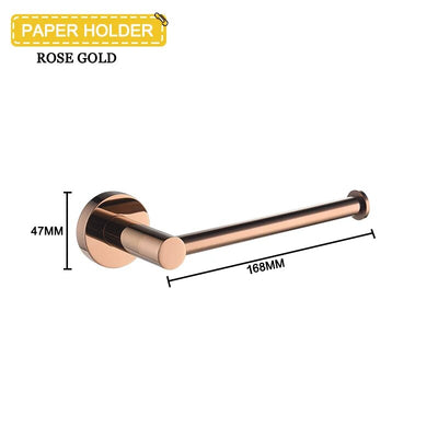 Round rose gold polished bathroom accessories set