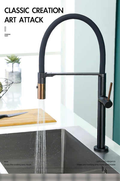 Grey Gun-Black with Rose Gold-Black Matte  Tall Kitchen Faucet