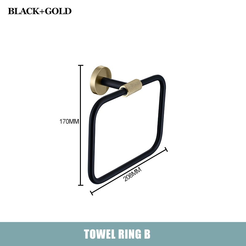 CARA-Black with brushed gold two tone bathroom accessories