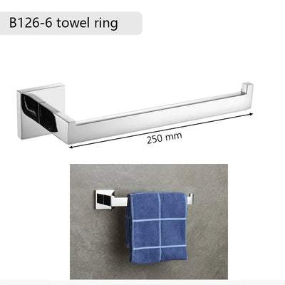 Chrome Steel Bathroom Hardware Mirror Chrome Polished Towel Rack Toilet Paper Holder Towel Bar Hook Bathroom Accessories