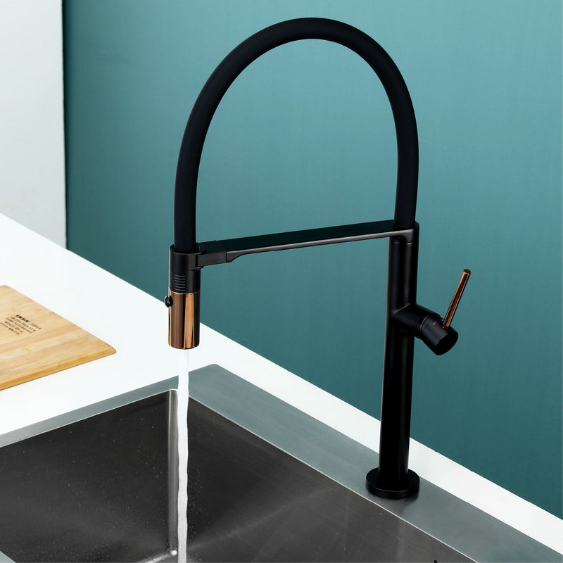 Grey Gun-Black with Rose Gold-Black Matte  Tall Kitchen Faucet