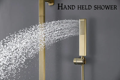 Brushed Gold Shower Set Rainfall  Faucet Bathroom Wall Gold Brush Shower Mixer Hot and Cold Bath Shower Mixer Tap