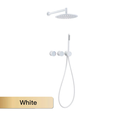 White matte volume control 3 way function completed shower system kit