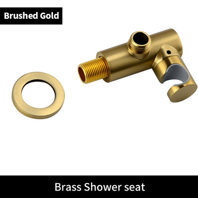 Solid brass hand held round sprayer with wall mounted elbow supply holder