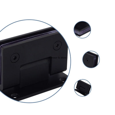 Black matte shower glass door clips and hinges hardware for 10mm to 12mm