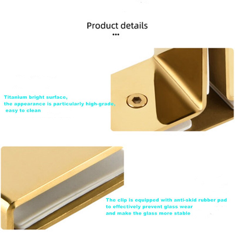 Gold Polished Brass shower glass door clip hardware