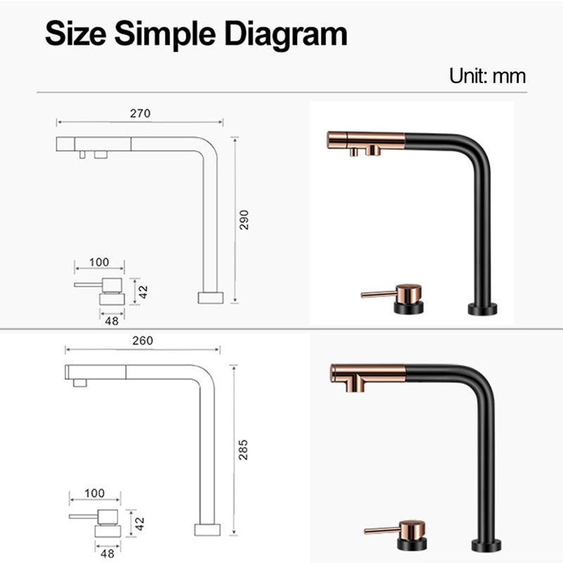 New Design 2024 Reverse Osmosis Pop Up Kitchen 2 way and Non 2 Way Pull Dual Spray Kitchen Faucet