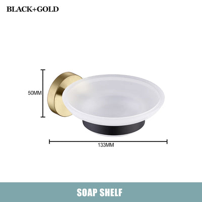 CARA-Black with brushed gold two tone bathroom accessories