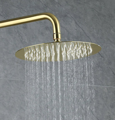 Brush Gold Bath Shower Set Bathroom Hot Cold Thermostatic Mixer Shower System Bathtub Wall Mount SPA Rainfall Modern Faucets Tap