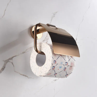 Milano- Round Rose gold polished bathroom accessories set