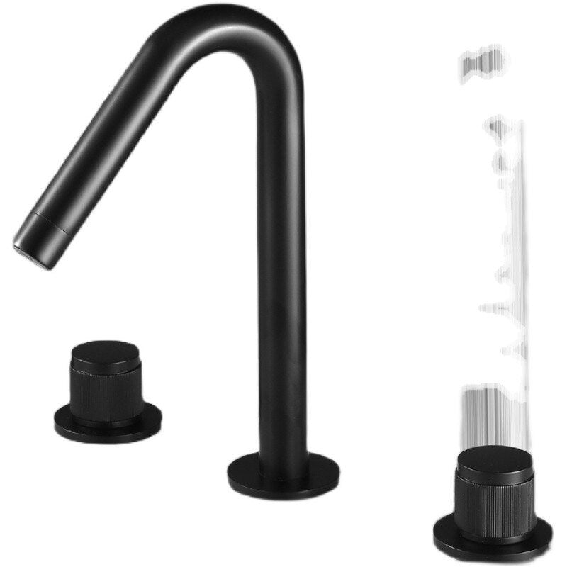 New 2023 Black with gold two tone 8" inch wide spread bathroom faucet