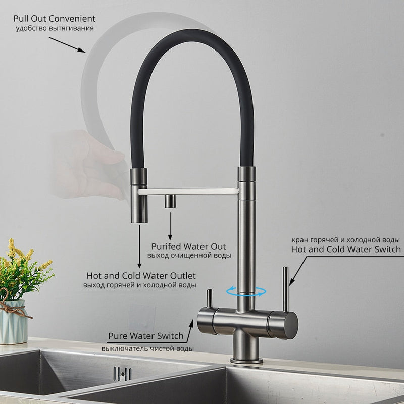 Santa Monica-2 Way Reverse Osmosis water filter and Pull Out Kitchen Faucet