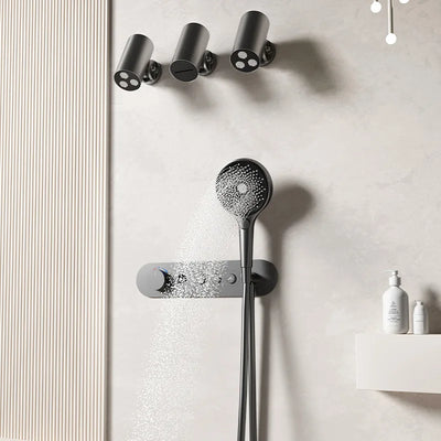 Constant Temperature White Embedded Wall-Mounted Rainfall Shower System with Intelligent Digital Display