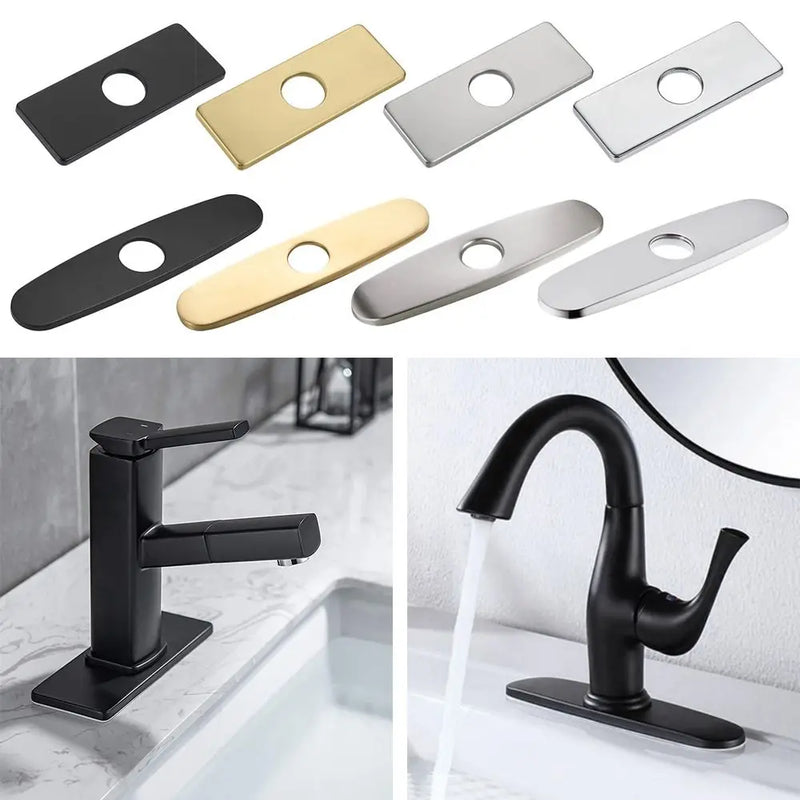 Faucet Plate Hole Cover Bathroom Kitchen Sink Tap Cover Deck Plate Square/Oval Faucet Escutcheon Plate Base