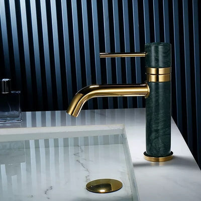 Karma -Single Hole Bathroom Faucet with Natural stone marble